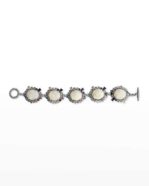 Stephen Dweck Mother-of-Pearl Quartz Amethyst and Iolite Bracelet with White Topaz