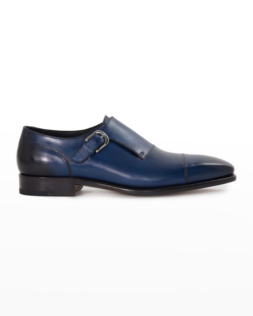 Paul Stuart Giordano Single-Monk Leather Shoes