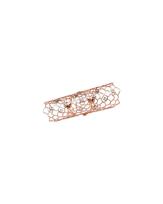 Staurino 18k Rose Gold Moresca Long Hinged Armor Ring w Diamonds Sizes 6.5 7.75