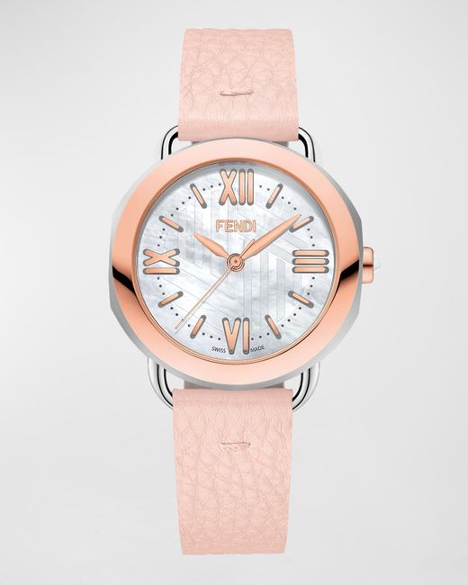 Fendi 36mm Selleria Leather Strap Watch