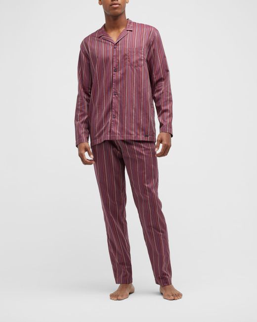 Hanro Night 26 Day Striped Cotton Pajama Set
