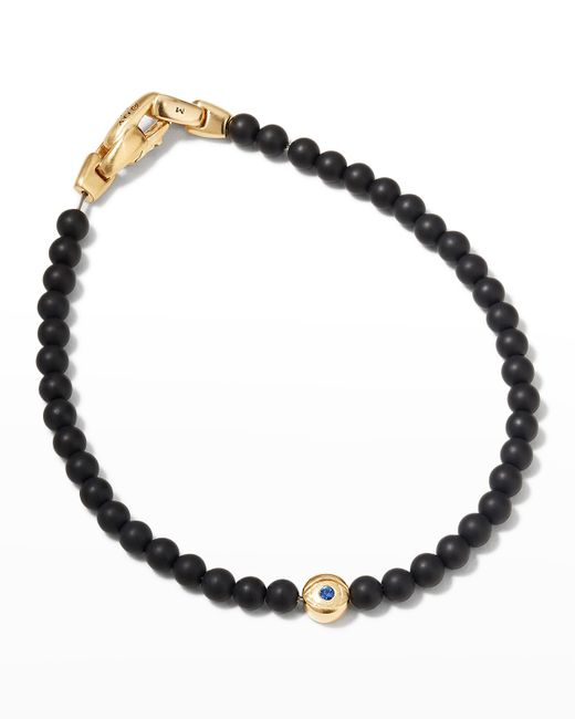 David Yurman Spiritual Bead Bracelet with Black Onyx Sapphire and 18k Gold 4mm S-M