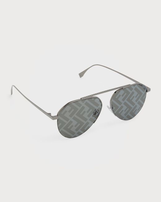Fendi Monogram Lens Metal Aviator Sunglasses