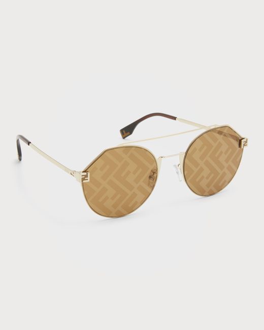 Fendi Monogram Lens Metal Round Sunglasses