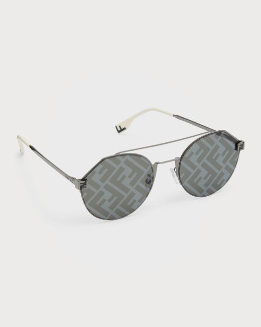 Fendi Monogram Lens Metal Round Sunglasses