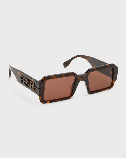 Fendi Raised Logo Rectangle Sunglasses