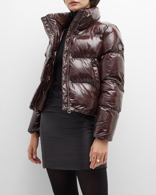 Noize Coco Patent Cropped Puffer Jacket