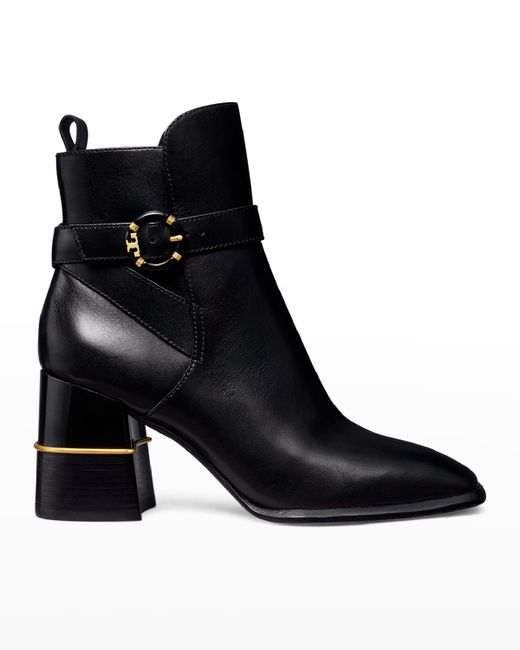 Tory Burch Leather Buckle Ankle Booties