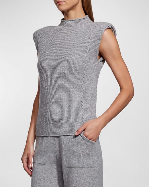 Knitss Quince Rib-Knit Padded-Shoulder Cashmere Top