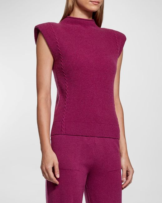 Knitss Quince Rib-Knit Padded-Shoulder Cashmere Top