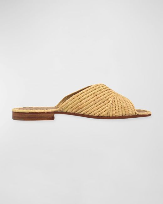 Carrie Forbes Woven Raffia Flat Slide Sandals