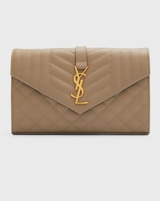 Saint Laurent YSL Tri-Quilted Wallet on Chain