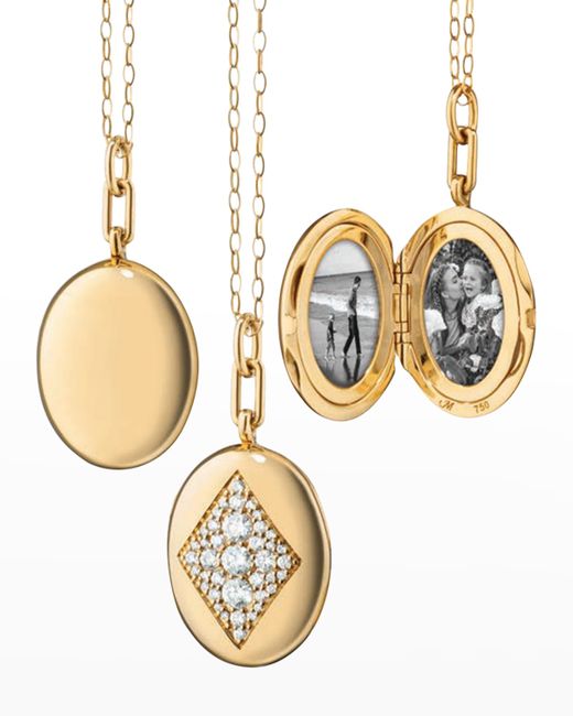 Monica Rich Kosann Gold Art Deco Diamond Locket Necklace
