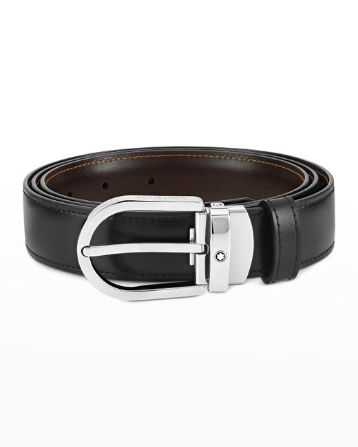 Montblanc Leather Horseshoe-Buckle Belt