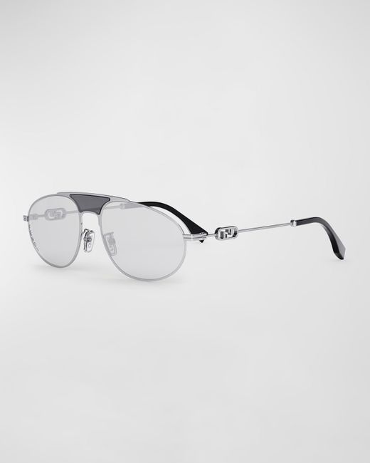 Fendi Double-Bridge Metal Oval Sunglasses