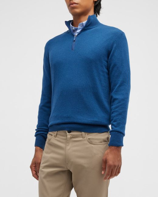Bergdorf Goodman Solid Cashmere Quarter-Zip Sweater