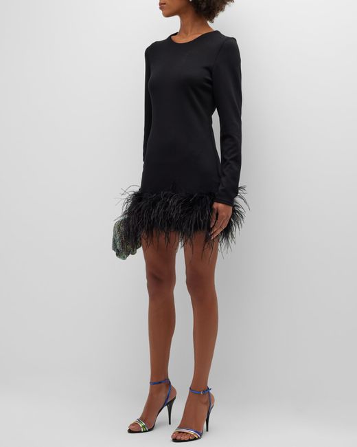 LaMarque Bahira Ostrich-Feather Mini Dress