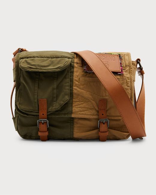 Moschino Two-Tone Cargo Multi-Pocket Messenger Bag