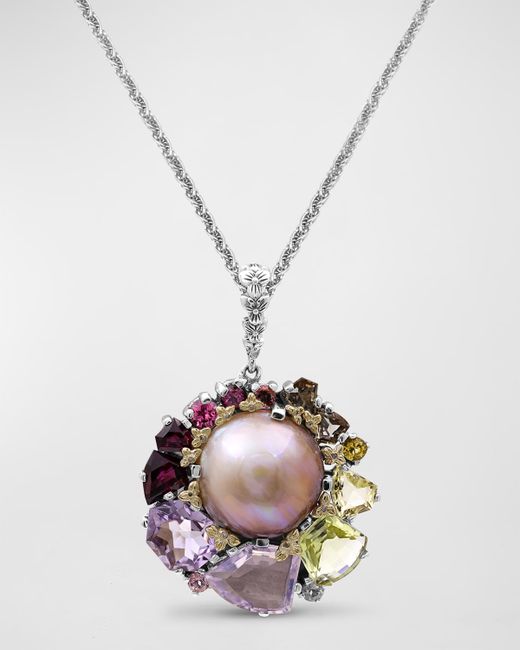 Stephen Dweck Multi-Stone and Mabe Pearl Necklace 18L