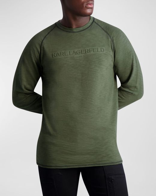 Karl Lagerfeld Slub Raglan Embossed Logo T-Shirt