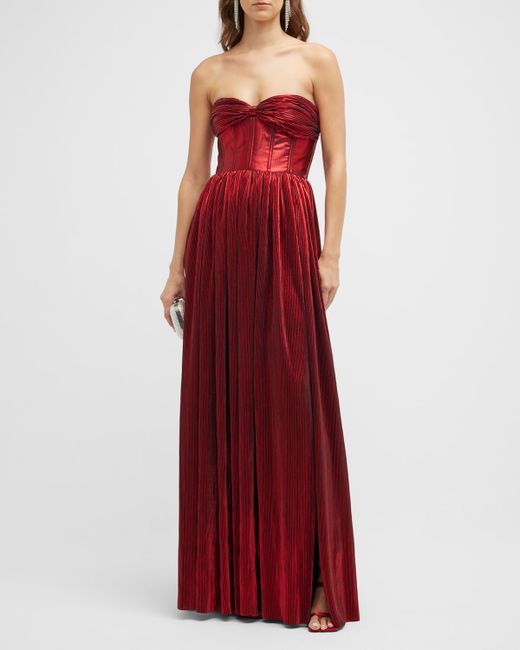 Bronx and Banco Florence Metallic Pleated Gown