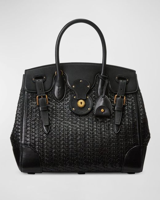 Ralph Lauren Ricky 33 Woven Leather Top-Handle Bag