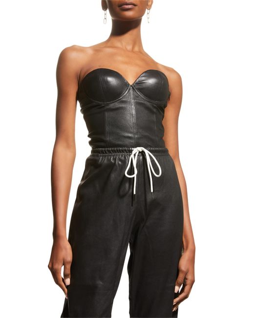 Sprwmn Structured Leather Corset Top