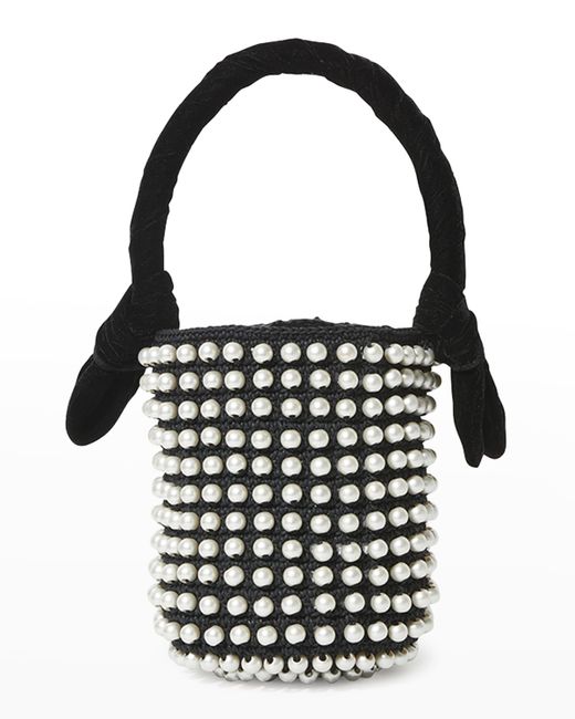 Lele Sadoughi Beatrix Pearly Crochet Top-Handle Bag