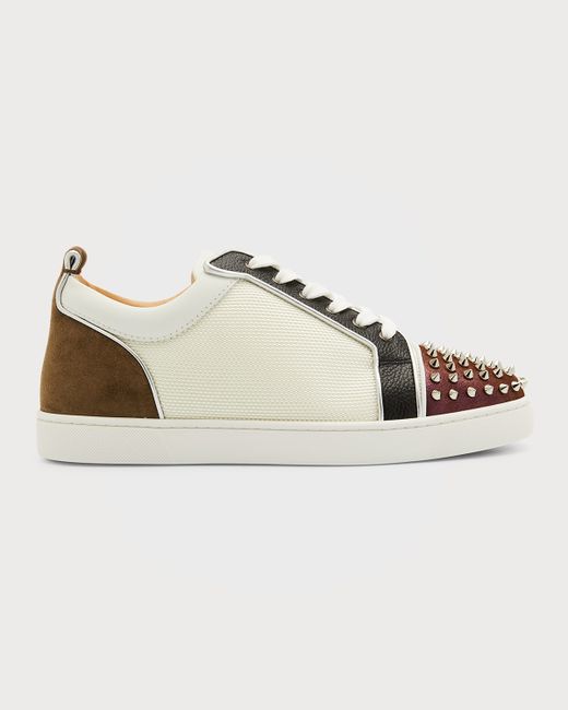 Christian Louboutin Louis Junior Spikes Mixed Media Low-Top Sneakers
