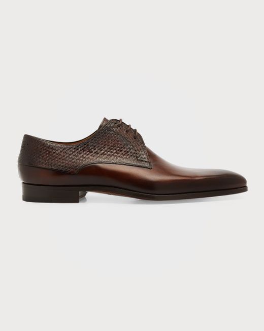 Bergdorf Goodman Half-Textured Leather Derby Shoes