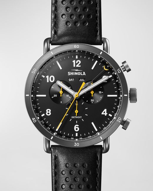 Shinola Canfield Sport Leather Chronograph Watch 45mm