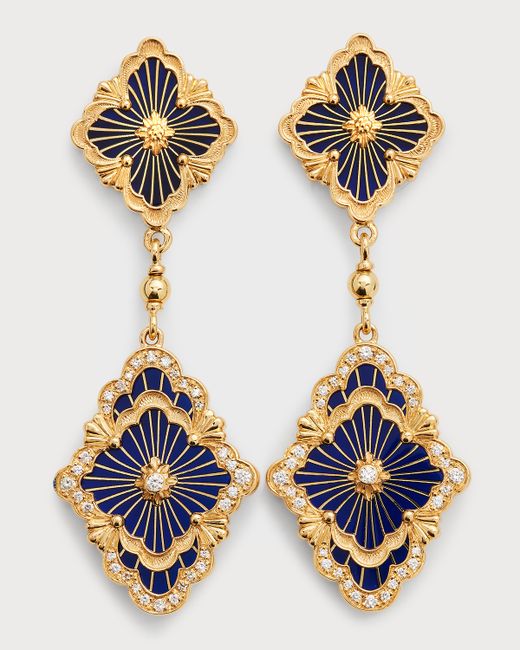 Buccellati Opera Tulle Pendant Earrings in with Diamonds and 18K Yellow Gold