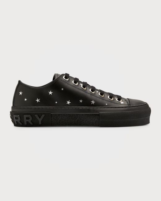 Burberry Jack Star Studded Leather Low-Top Sneakers
