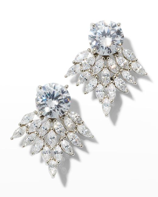 Golconda by Kenneth Jay Lane Marquise Cluster Cubic Zirconia Earrings with Round Posts 5.0tcw