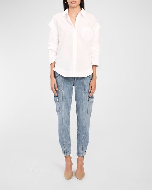 Derek Lam 10 Crosby Marley Button-Front Ruched Sleeve Shirt