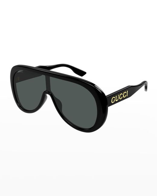 Gucci Large Temple Logo Shield Sunglasses