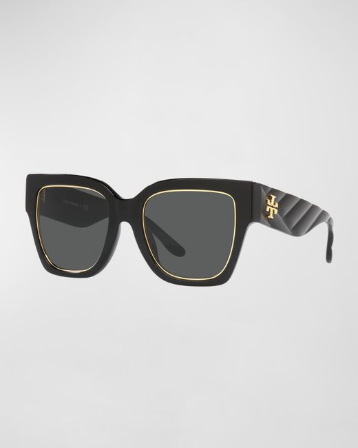 Tory Burch Golden Rim Square Acetate Sunglasses