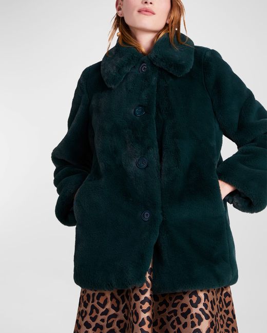 Kate Spade New York single-breasted faux fur jacket