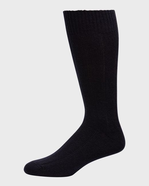 Neiman Marcus Rib Cashmere Crew Socks