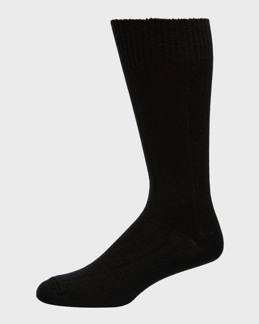 Neiman Marcus Rib Cashmere Crew Socks