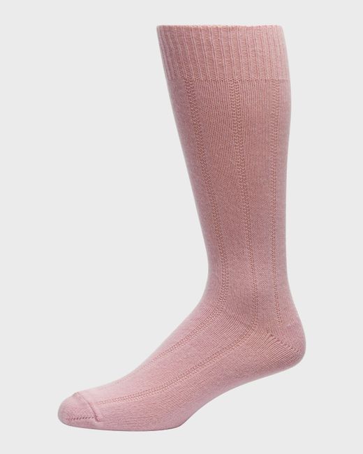 Neiman Marcus Rib-Cashmere Crew Socks