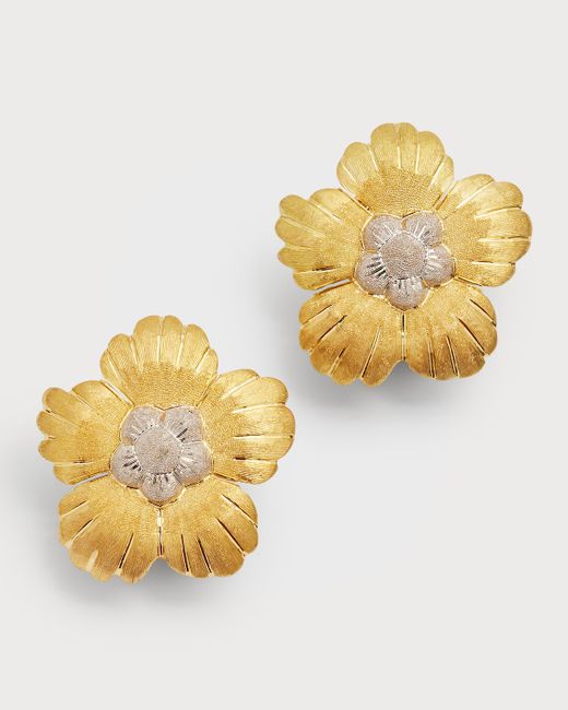 Buccellati 18K Yellow and Gold Olimpia Flower Earrings