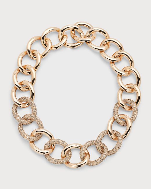 Pomellato Catene Demi Pave Necklace in 18K Rose Gold and Brown Diamonds