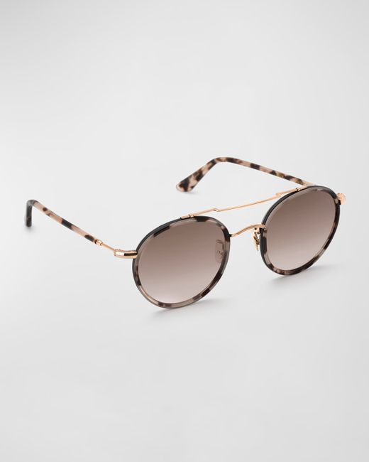 Krewe Porter Brow-Bar Patterned Sunglasses