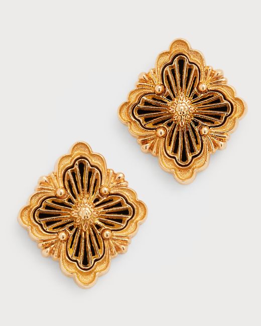 Buccellati Opera Tulle Small Button Earrings in Black and 18K Gold