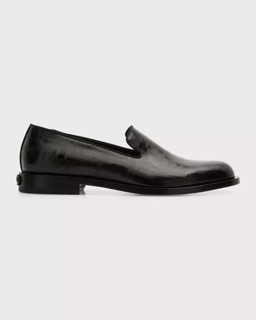 Fendi Vernice Embossed Monogram Leather Loafers