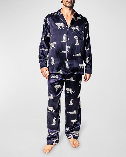 Petite Plume Silk Panthere De Nuit Pajama Set