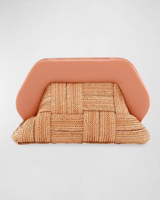 THEMOIRe Tia Woven Faux-Leather Clutch Bag