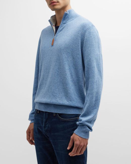 Neiman Marcus Wool-Cashmere 1/4-Zip Sweater