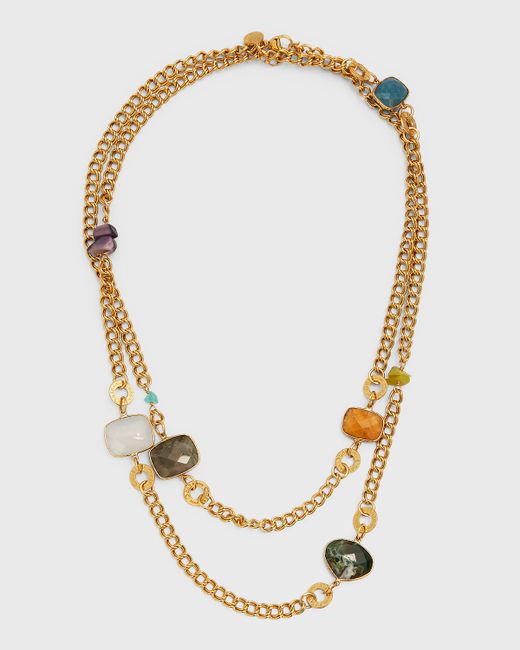 Gas Bijoux Silene Long Gemstone Chain Necklace 42L